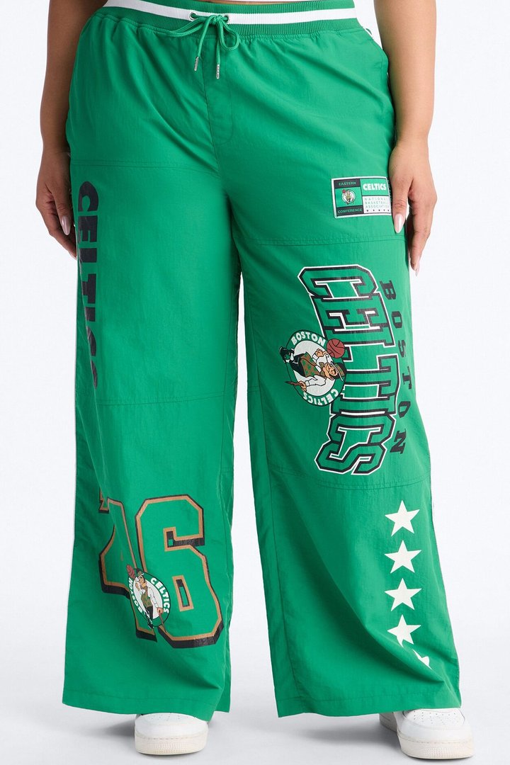 NBA Boston Celtics Patchwork Cargo Wide Leg Pant - Kelly Green