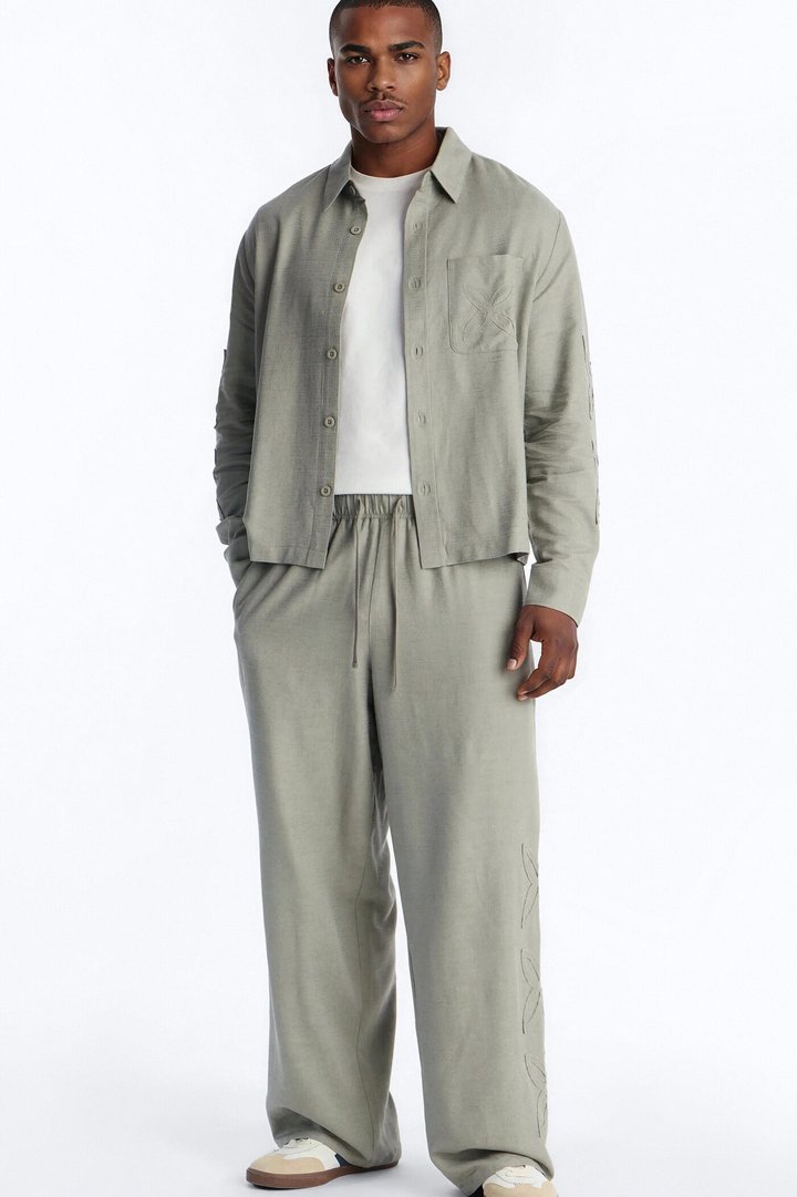 Tropical Fearless Button Up Shirt - Sage