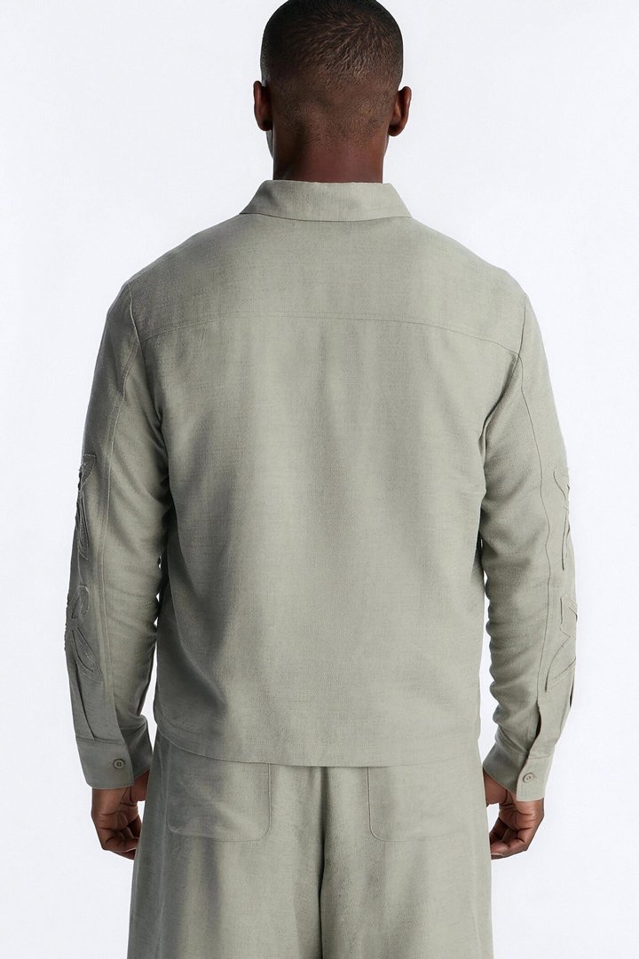 Tropical Fearless Button Up Shirt - Sage