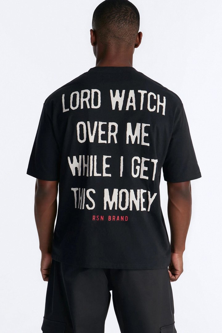 Have Mercy Glitter Print Short Sleeve Tee - Black