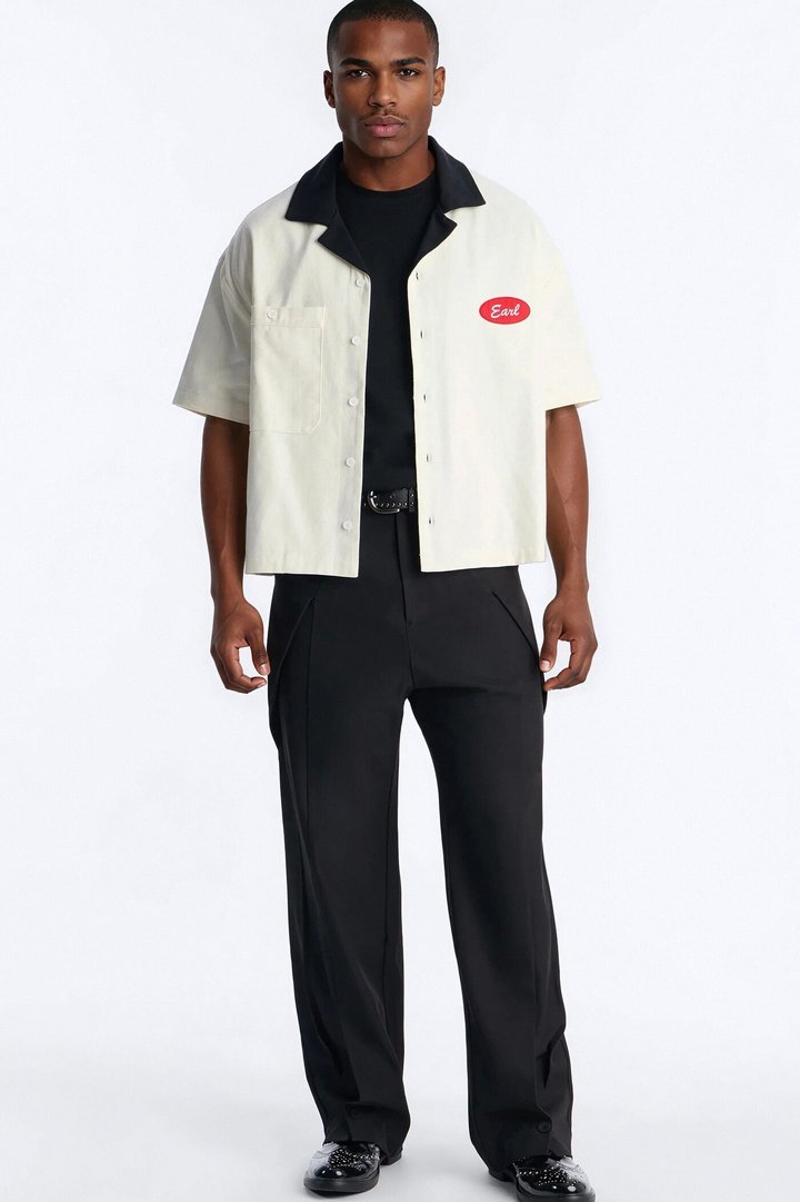 Cropped Rustpoint Mechanic Button Up Shirt - Cream