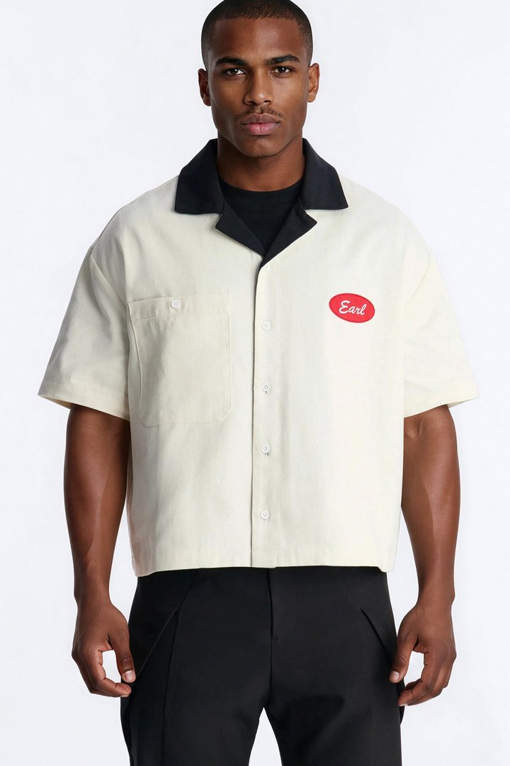 Cropped Rustpoint Mechanic Button Up Shirt - Cream
