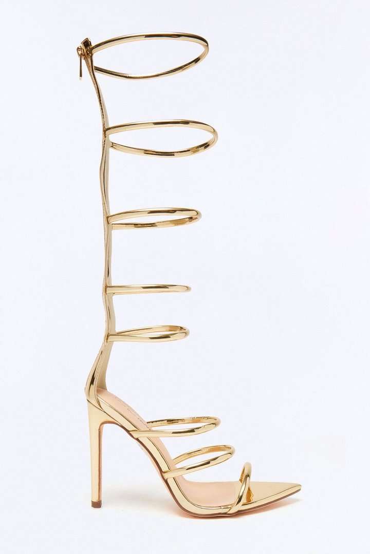 Selita Gladiator Stiletto Heels - Gold