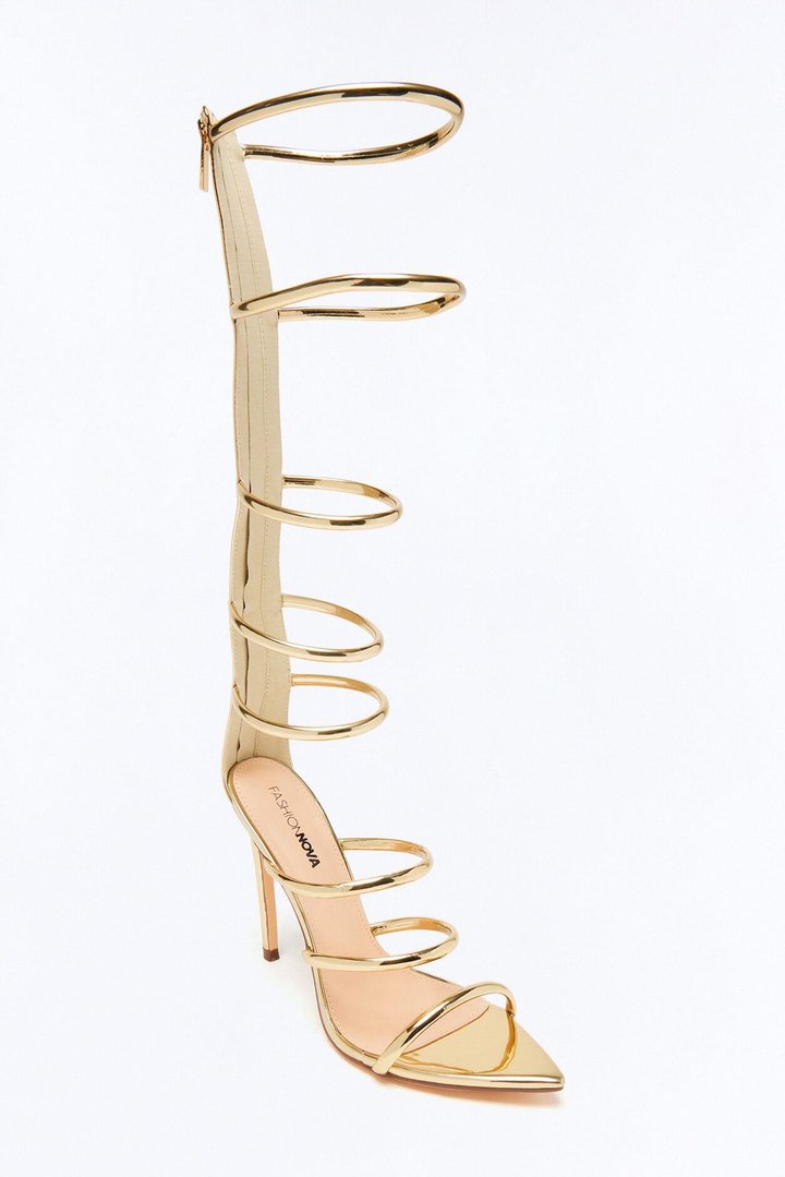 Selita Gladiator Stiletto Heels - Gold