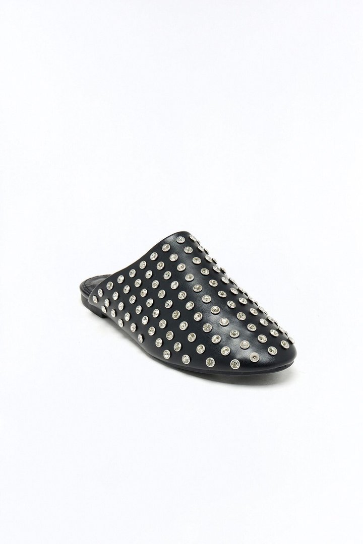 Una Rhinestone Flats - Black