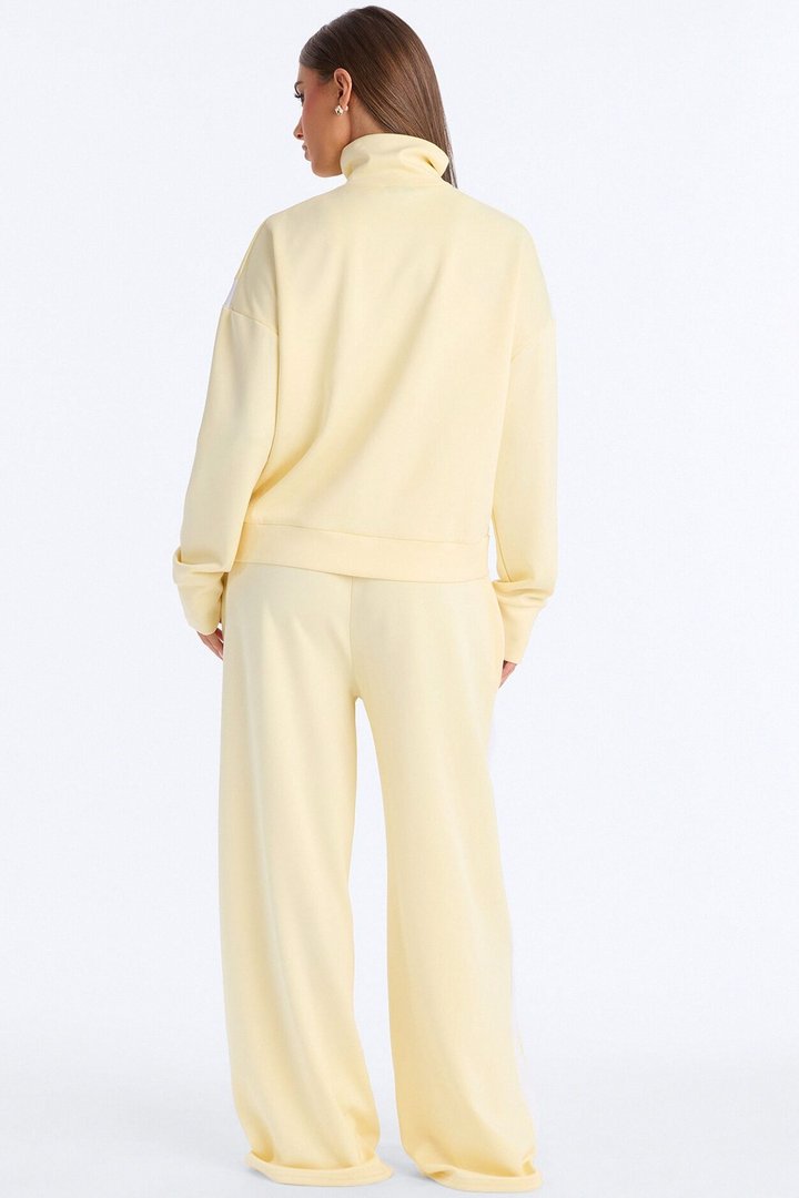 Stacy Scuba Zip Up Pant Set - Yellow