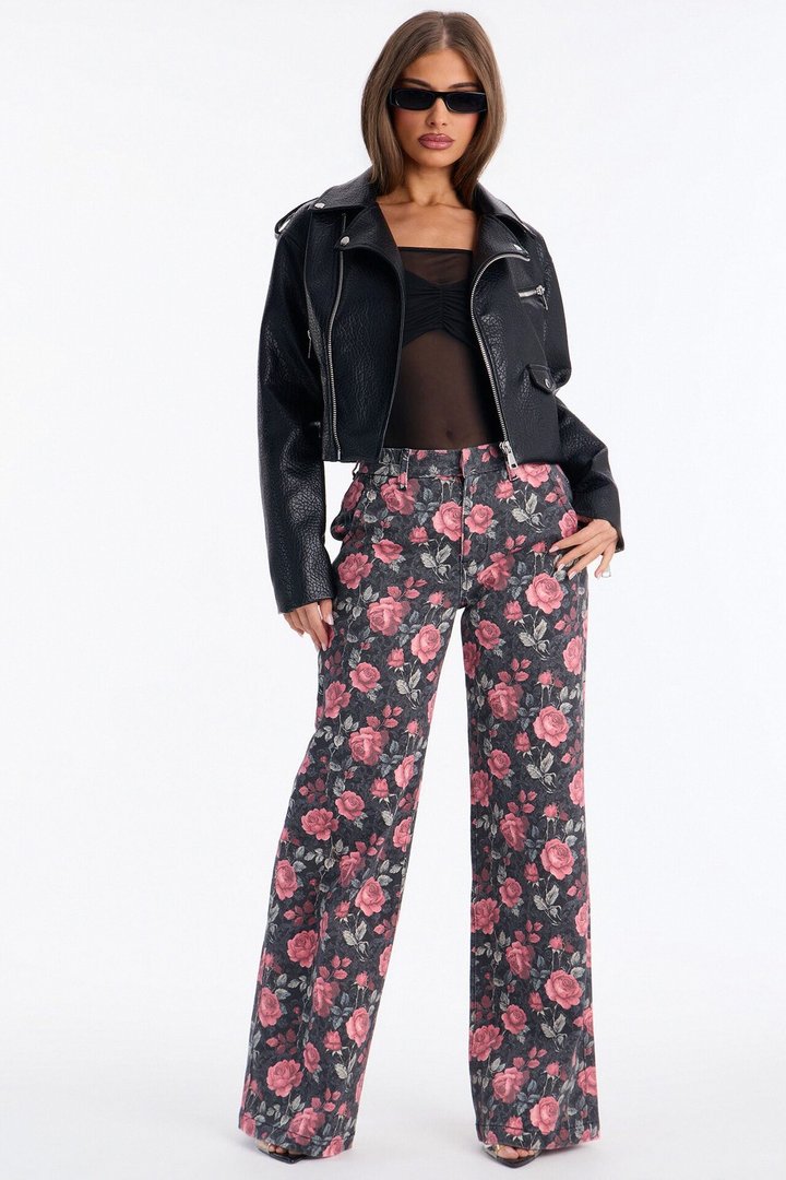 Garden Of Love Trouser Wide Leg Jeans - Black/combo