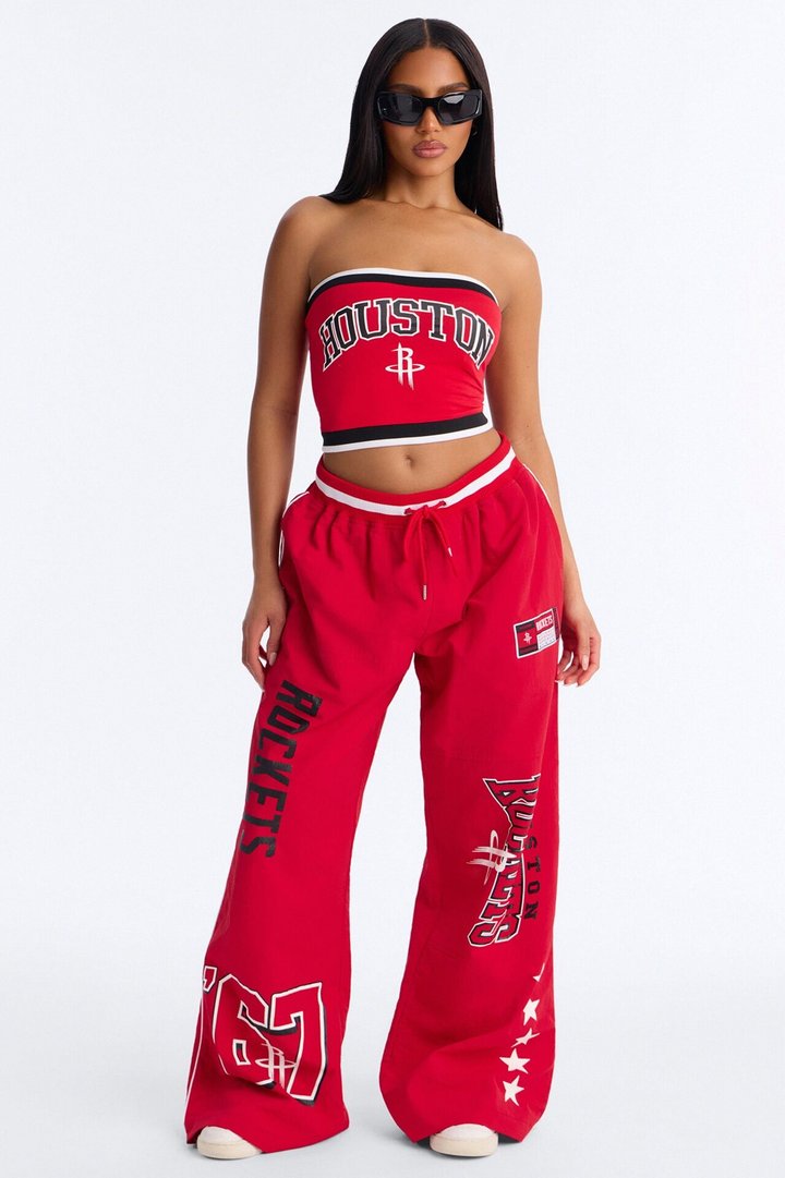 NBA Houston Rockets Patchwork Cargo Wide Leg Pant - Red