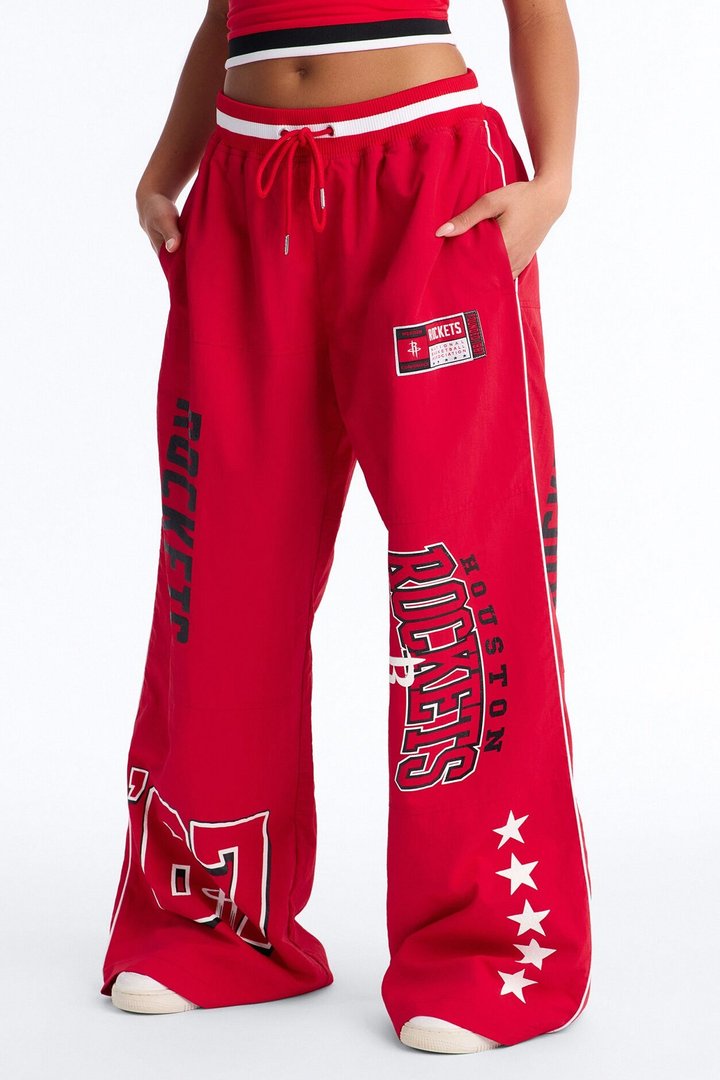 NBA Houston Rockets Patchwork Cargo Wide Leg Pant - Red