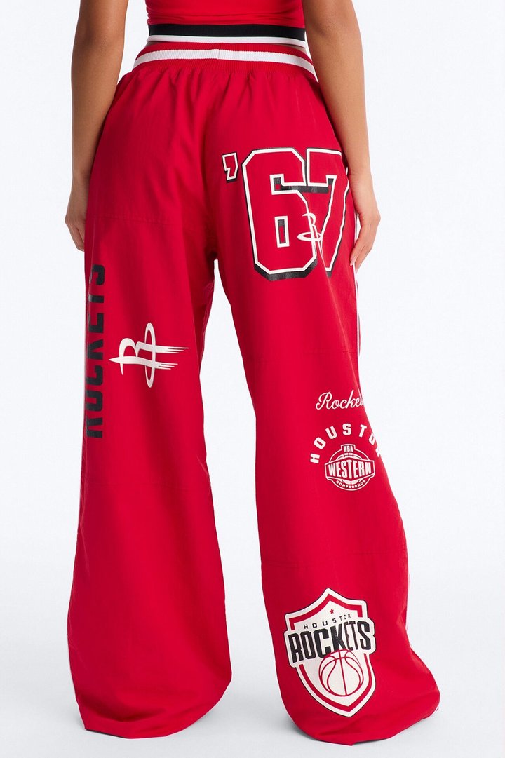 NBA Houston Rockets Patchwork Cargo Wide Leg Pant - Red