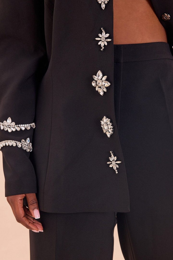 Billie Rhinestone Pant Set - Black