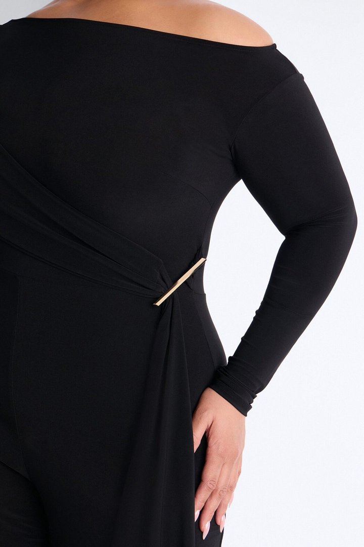 Adri Draped Wide Leg Jumpsuit - Black