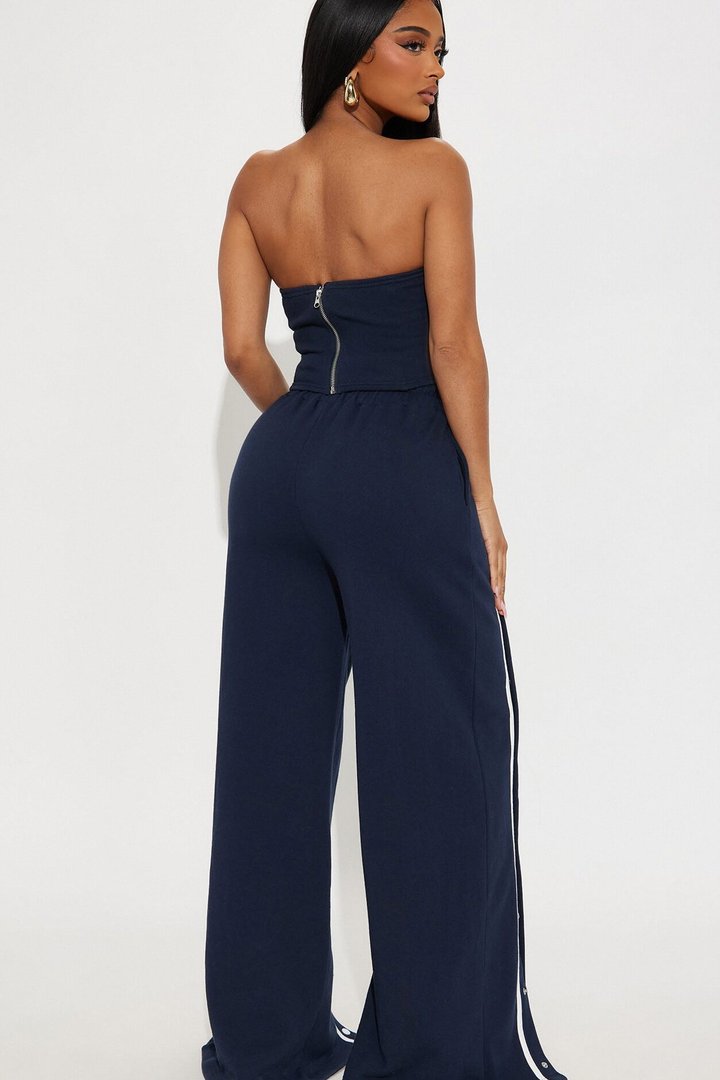 Sara Fleece Track Pant Set - Navy