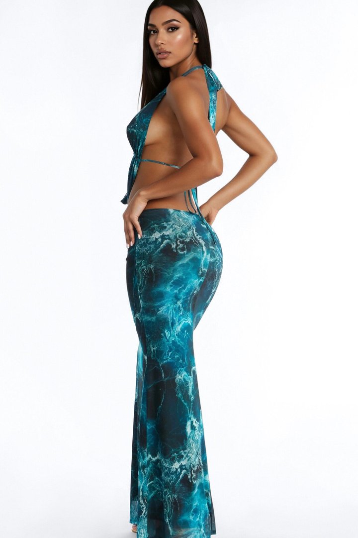 Endless Escape Mesh Maxi Dress - Turquoise/combo