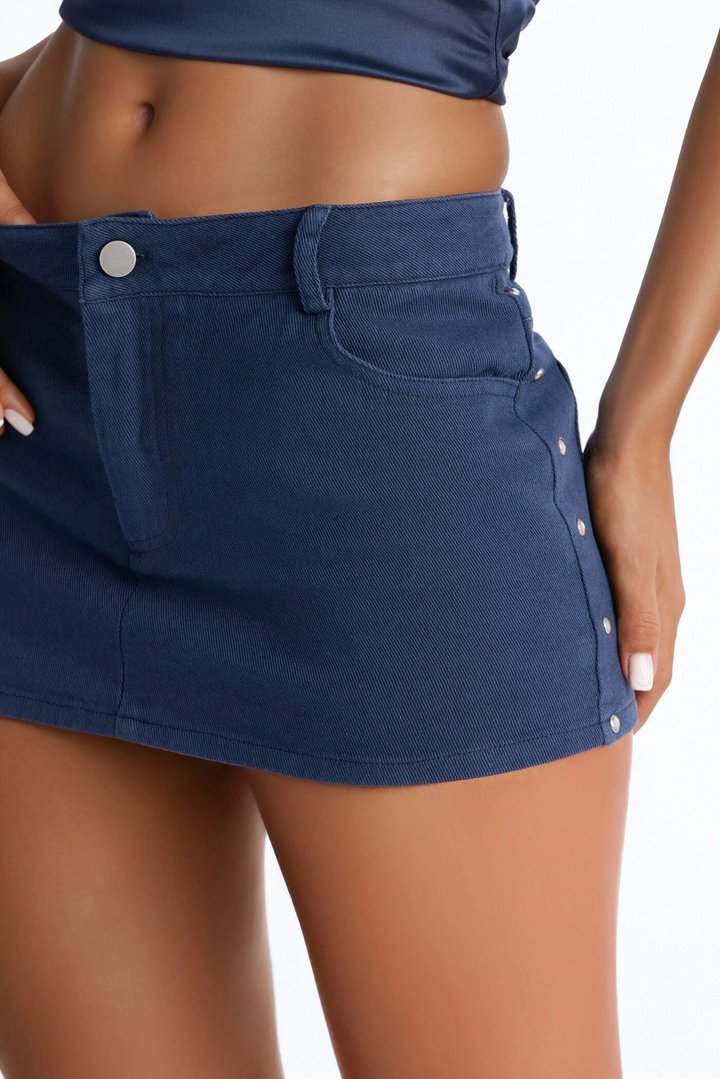 Friday Night Lights Studded Twill Mini Skort - Navy