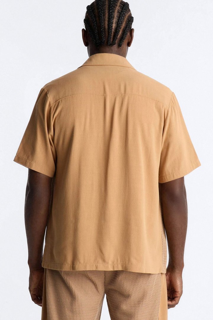 Brookfield Flow Cuban Collar Button Up Shirt - Tan