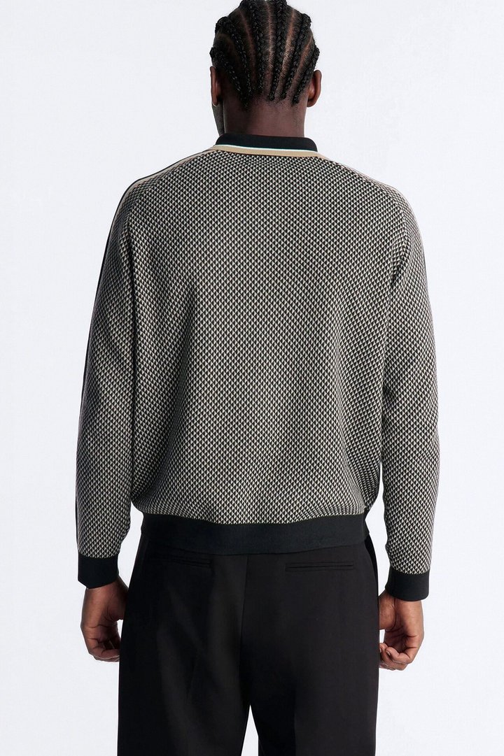 Ashford Knitted Long Sleeve Polo - Black
