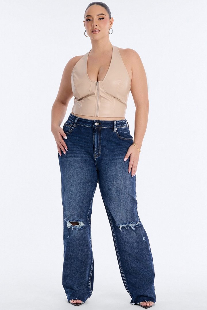 Meadow Lane Stretch Straight Leg Jeans - Medium Wash