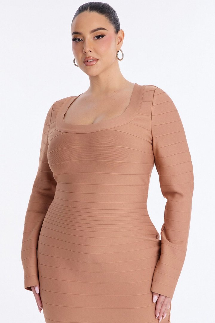 Keira Bandage Midi Dress - Taupe