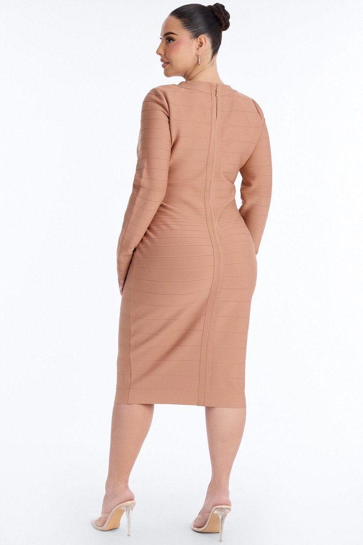 Keira Bandage Midi Dress - Taupe