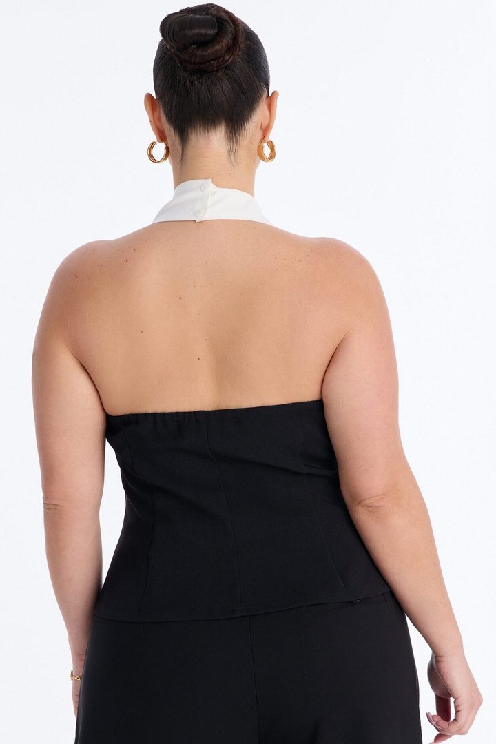 Tonight's Vibe Contrast Halter Top - Black/combo