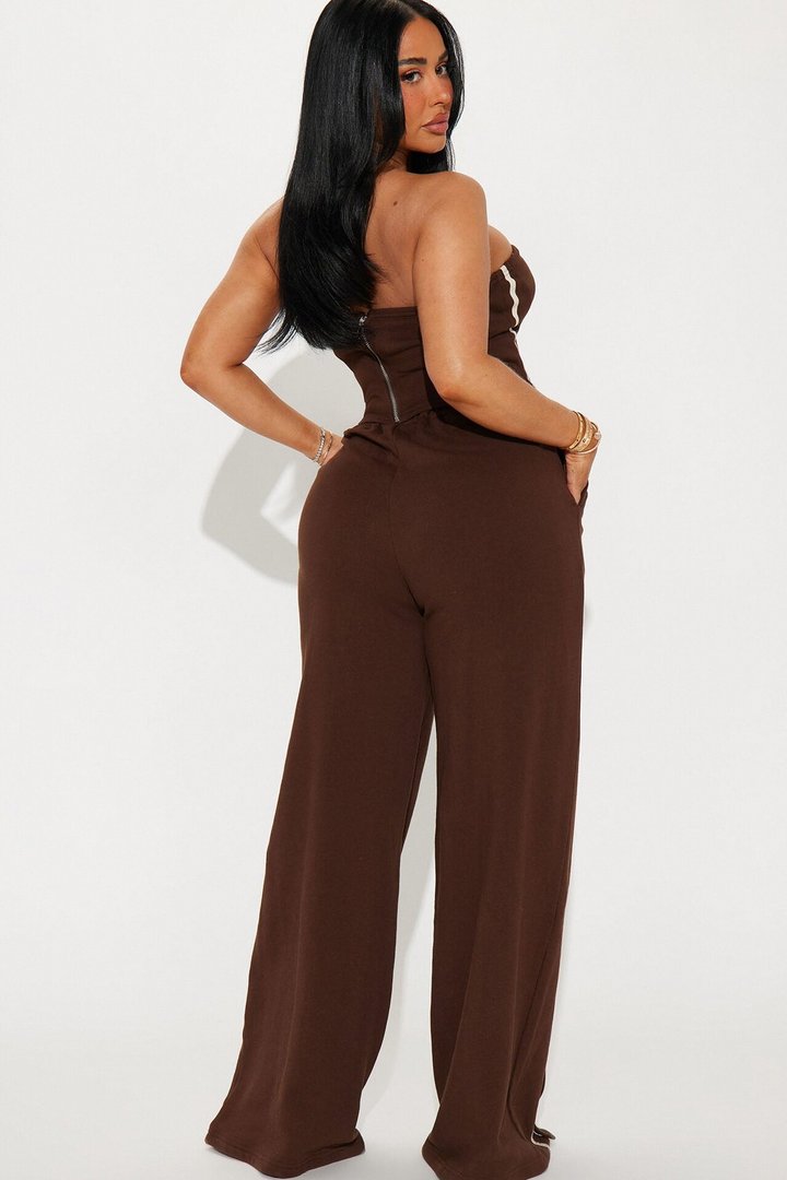 Sara Fleece Track Pant Set - Chocolate