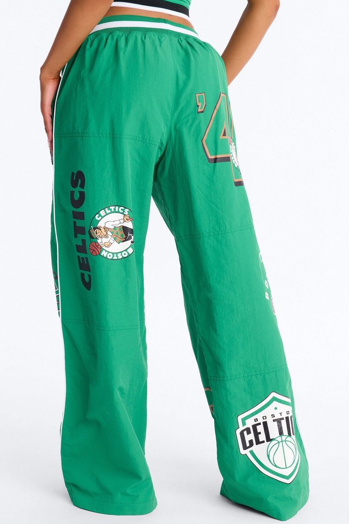 NBA Boston Celtics Patchwork Cargo Wide Leg Pant - Kelly Green