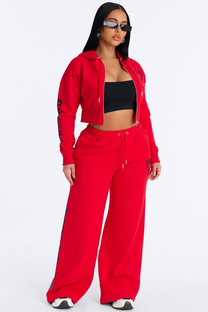 NBA Chicago Bulls Fleece Wide Leg Pants - Red