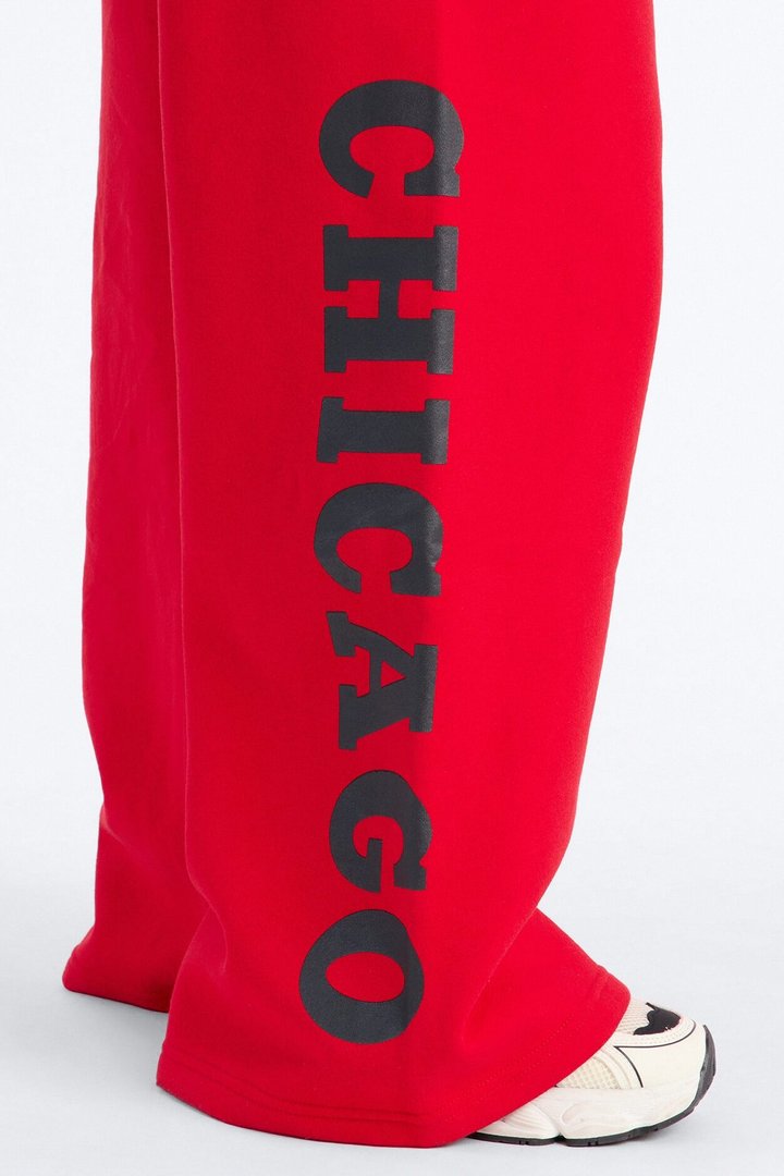 NBA Chicago Bulls Fleece Wide Leg Pants - Red