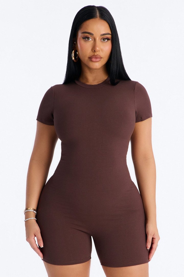 Malia Snatched Romper - Chocolate