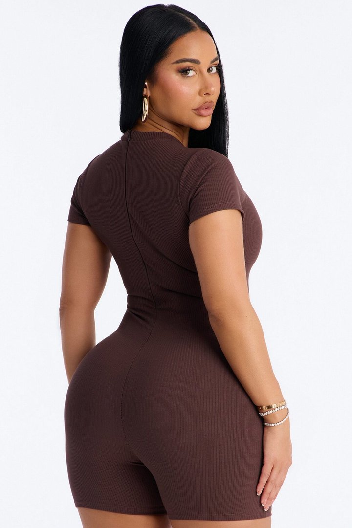 Malia Snatched Romper - Chocolate