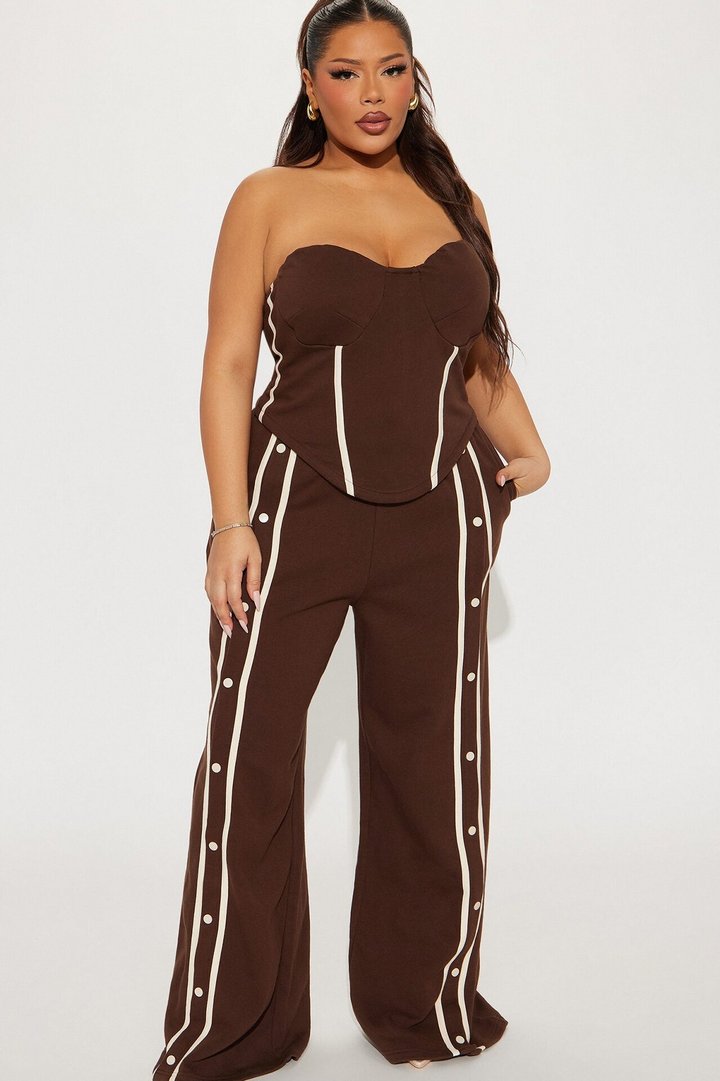 Sara Fleece Track Pant Set - Chocolate