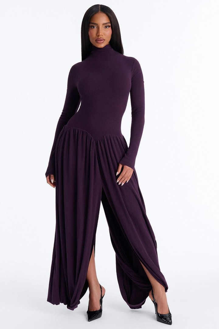Alayna Long Sleeve Sweater Maxi Dress - Purple