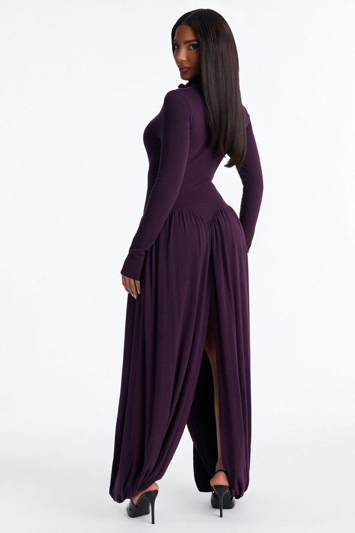 Alayna Long Sleeve Sweater Maxi Dress - Purple