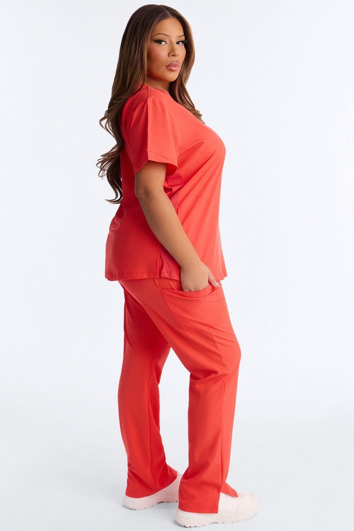 Vitals Only Straight Leg Scrub Set - Fire