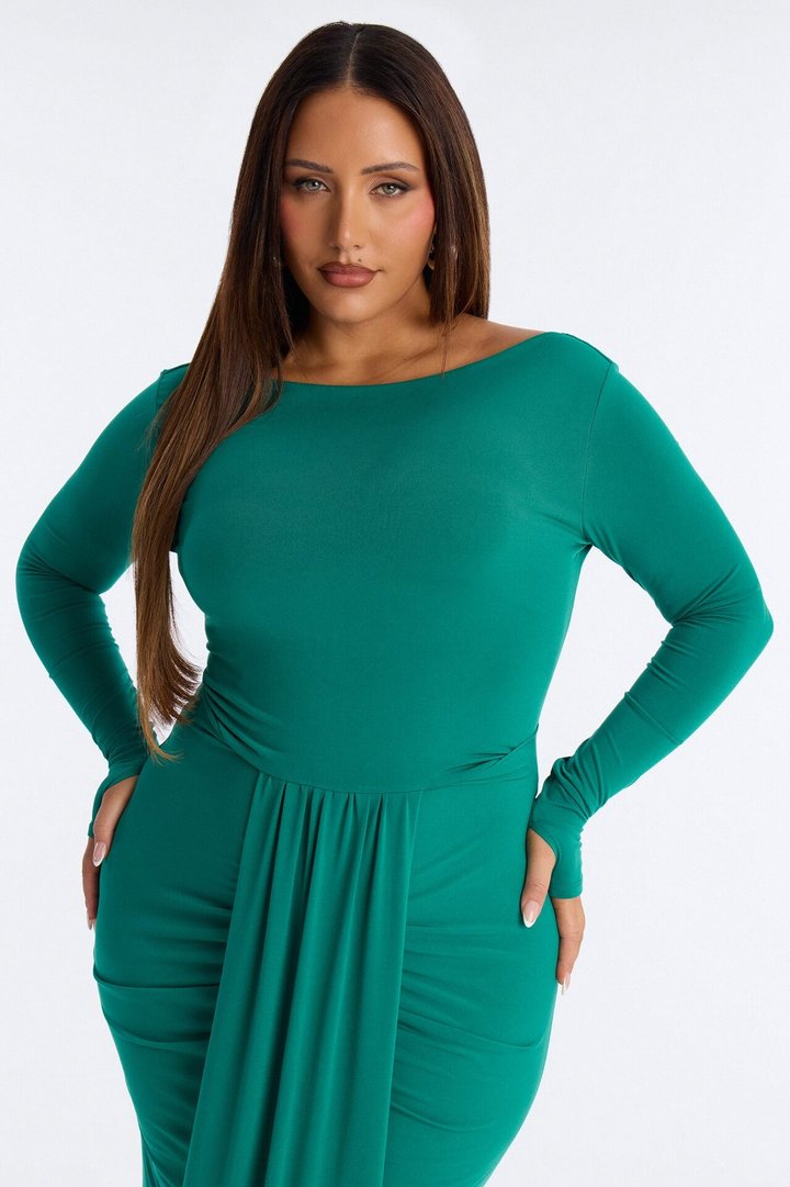 Eloise Boat Neck Maxi Dress - Kelly Green