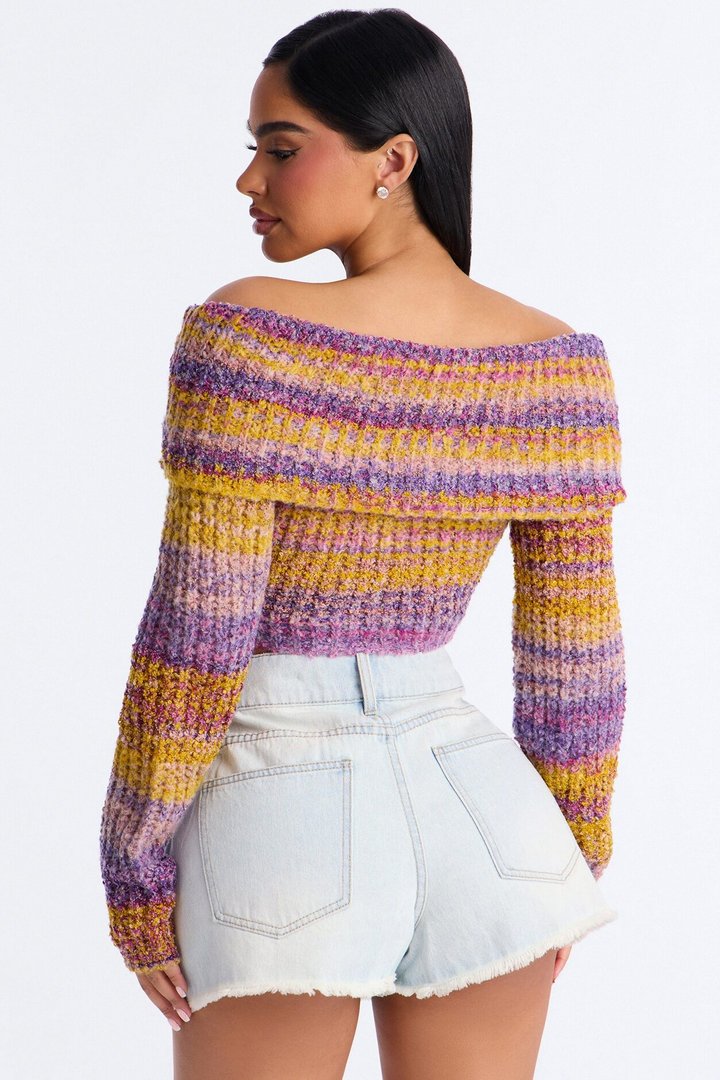 Autumn Leaves Off Shoulder Sweater - Butter Yellow
