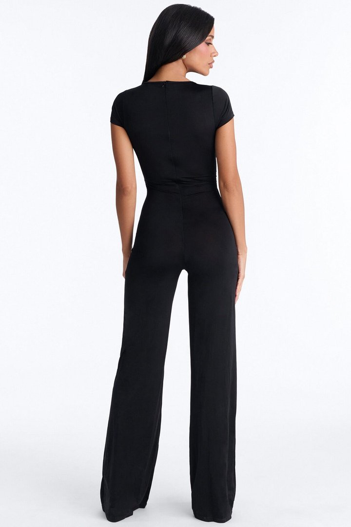 Close To Me Short Sleeve Jumpsuit - Black