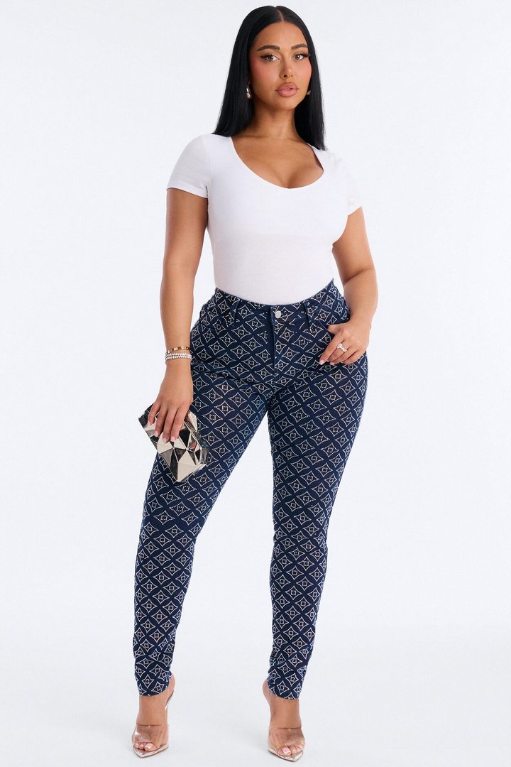 Radiant Energy Embellished Stretch Skinny Jeans - Dark Denim