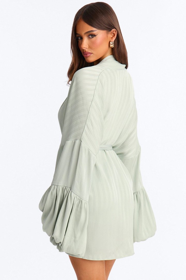 Bailee Satin Short Set - Sage