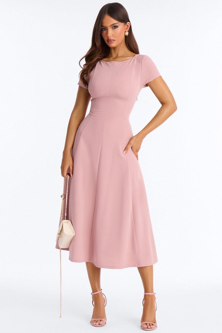 Honor Short Sleeve Midi Dress - Mauve