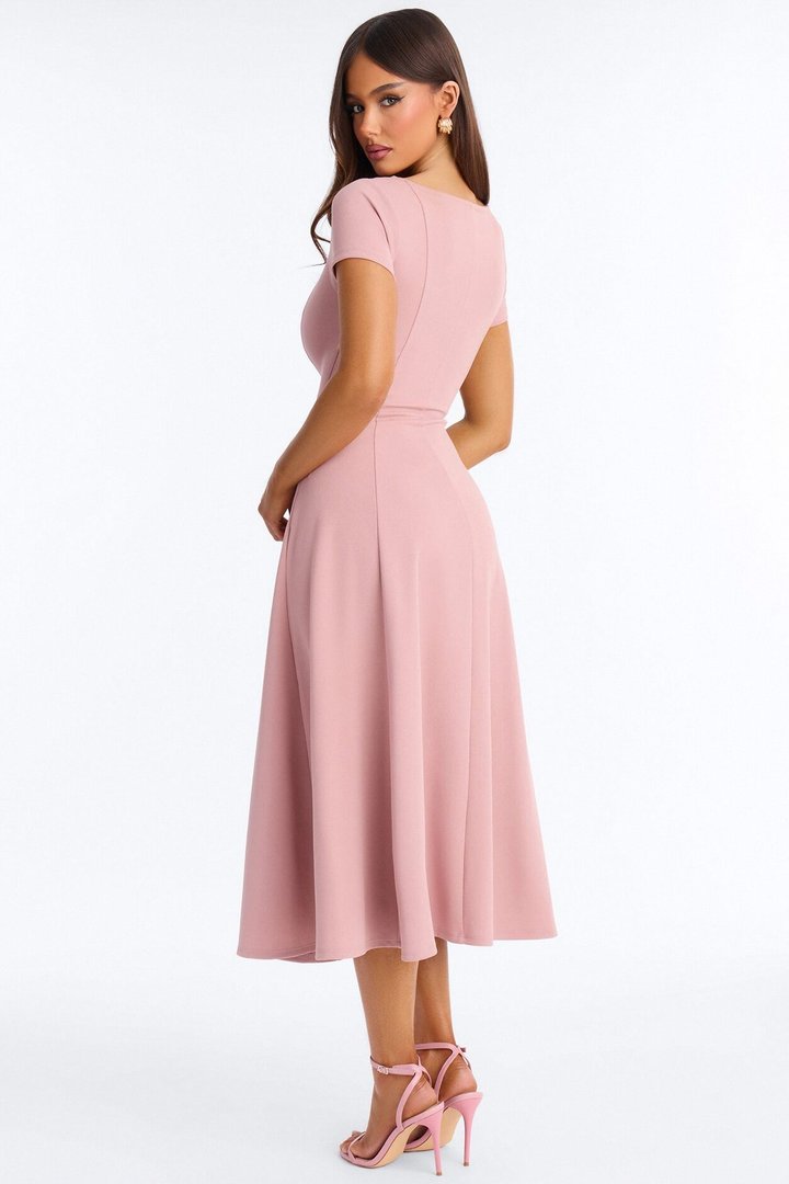 Honor Short Sleeve Midi Dress - Mauve