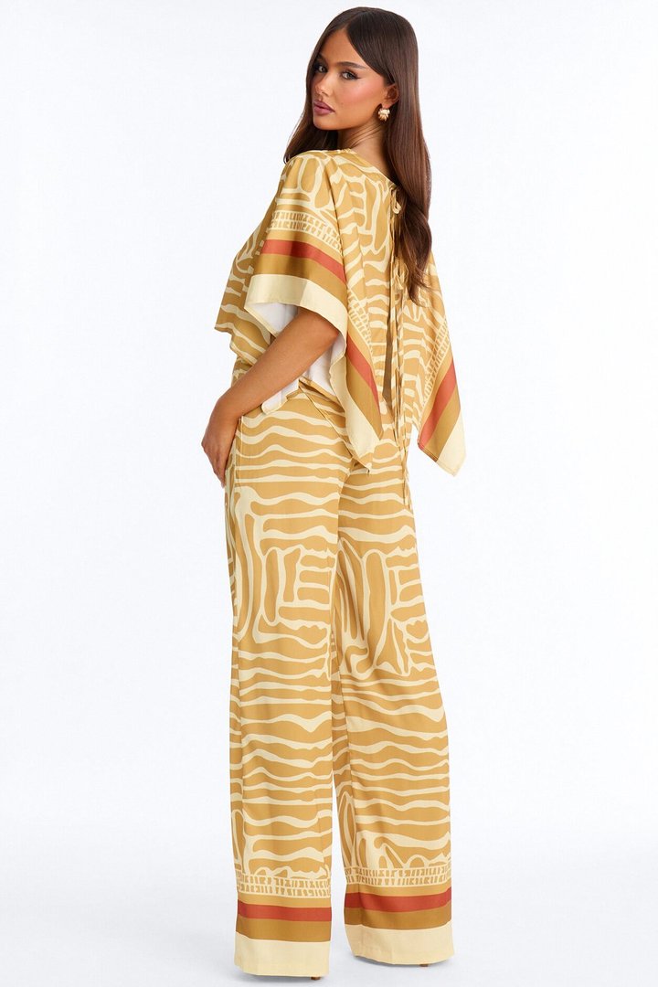 Sahara Sun Satin Pant Set - Gold