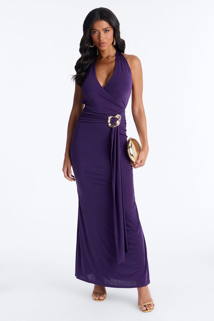 Divine Energy Draped Maxi Dress - Purple