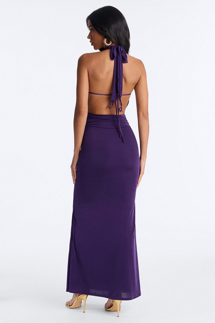 Divine Energy Draped Maxi Dress - Purple