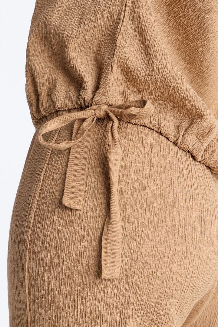 Lorena Drawstring Top And Jogger Set - Taupe