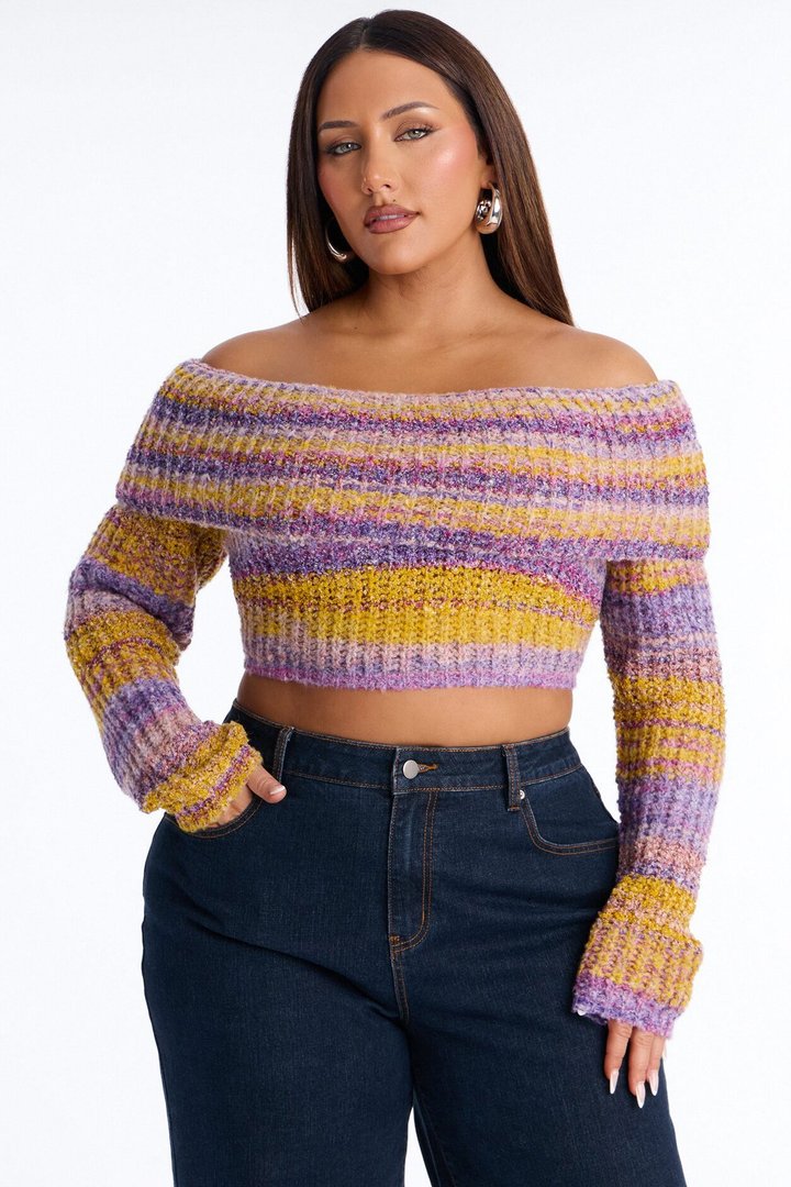 Autumn Leaves Off Shoulder Sweater - Butter Yellow