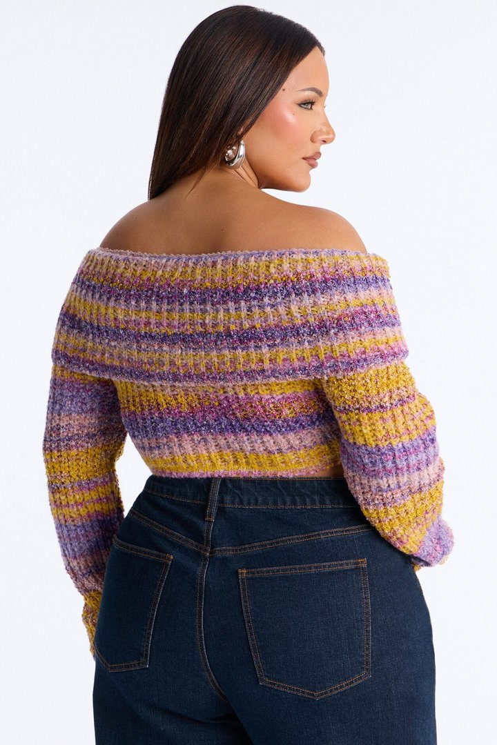Autumn Leaves Off Shoulder Sweater - Butter Yellow
