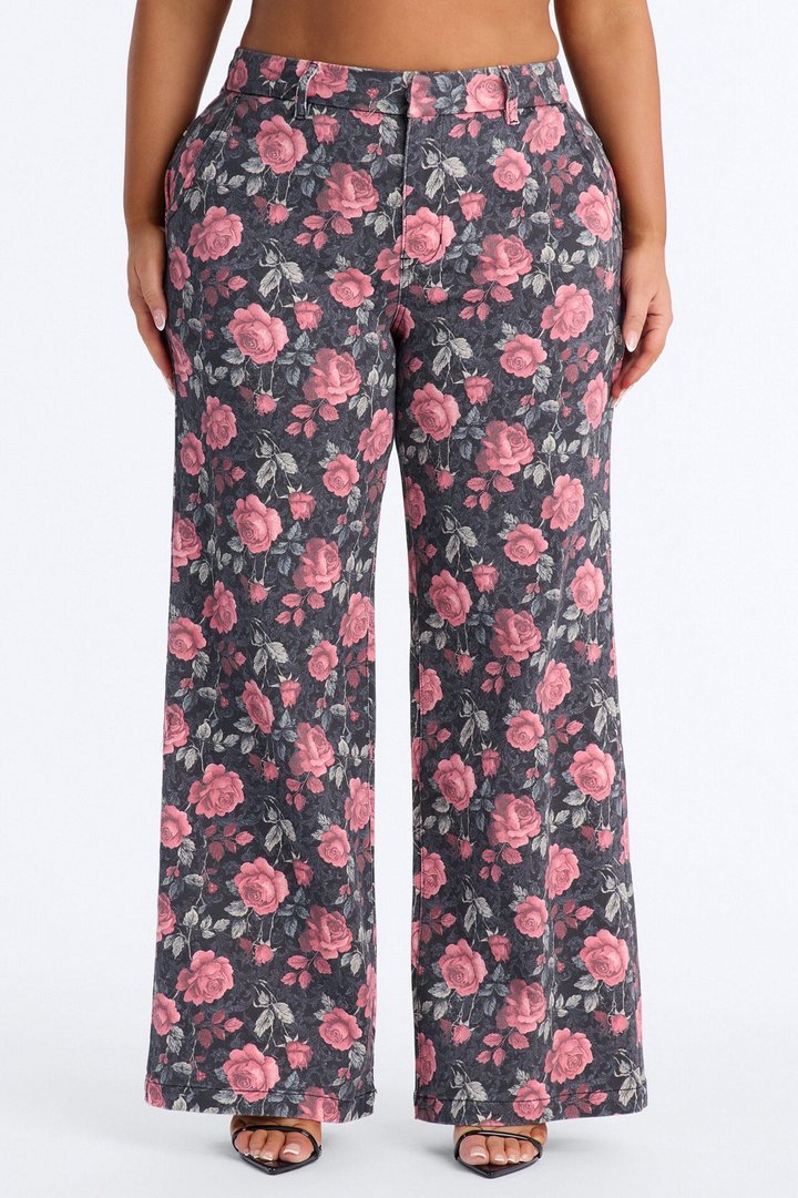 Garden Of Love Trouser Wide Leg Jeans - Black/combo