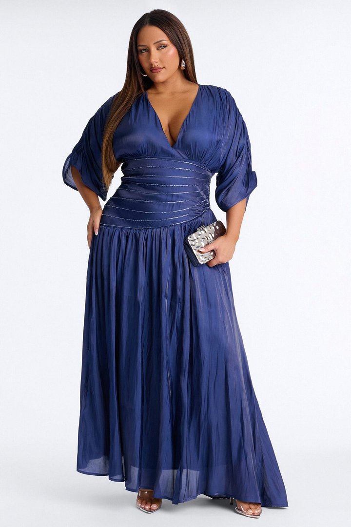 Liliana Cinched Organza Maxi Dress - Navy